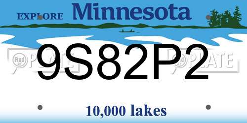 9S82P2 Minnesota License Plate