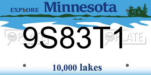 9S83T1 Minnesota License Plate