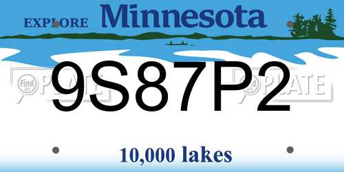 9S87P2 Minnesota License Plate