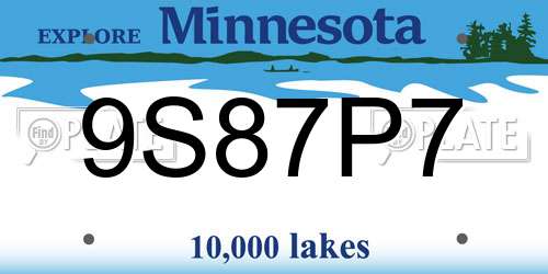 9S87P7 Minnesota License Plate