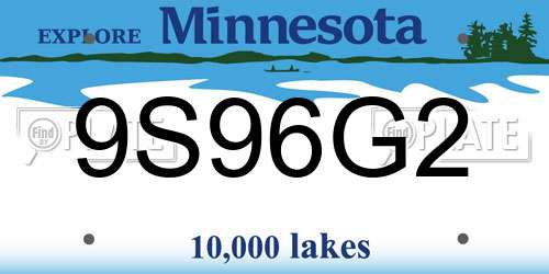 9S96G2 Minnesota License Plate