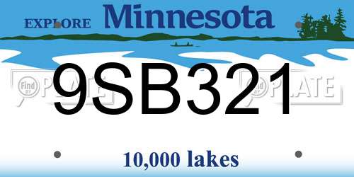 9SB321 Minnesota License Plate