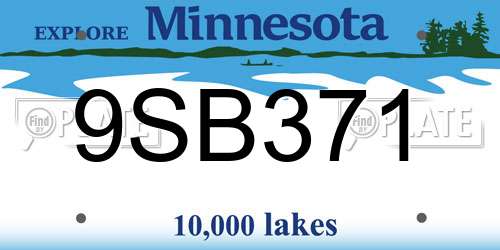9SB371 Minnesota License Plate