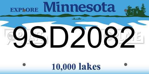 9SD2082 Minnesota License Plate