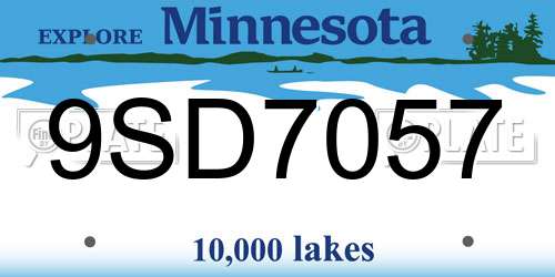 9SD7057 Minnesota License Plate