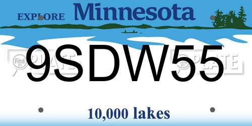9SDW55 Minnesota License Plate