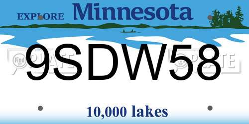 9SDW58 Minnesota License Plate