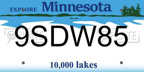 9SDW85 Minnesota License Plate