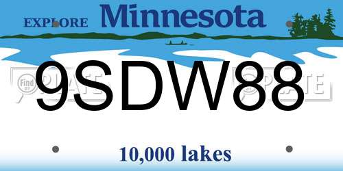 9SDW88 Minnesota License Plate