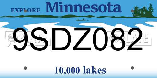 9SDZ082 Minnesota License Plate