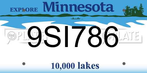 9SI786 Minnesota License Plate