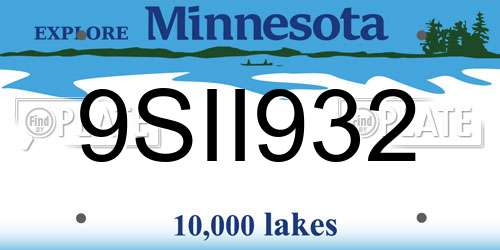 9SII932 Minnesota License Plate