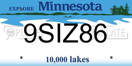 9SIZ86 Minnesota License Plate