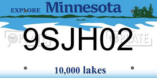 9SJH02 Minnesota License Plate