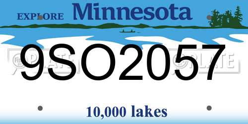 9SO2057 Minnesota License Plate