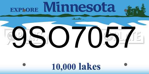 9SO7057 Minnesota License Plate