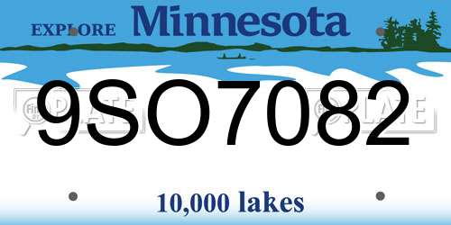 9SO7082 Minnesota License Plate