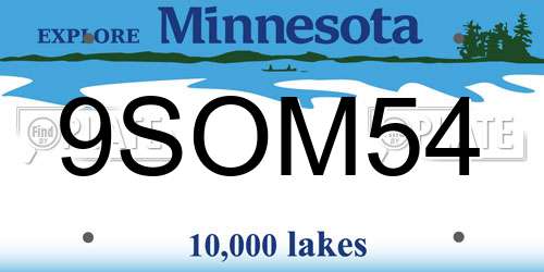 9SOM54 Minnesota License Plate