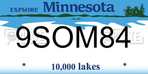 9SOM84 Minnesota License Plate