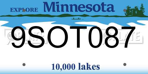 9SOT087 Minnesota License Plate