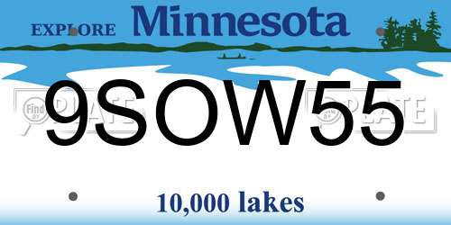 9SOW55 Minnesota License Plate
