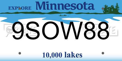 9SOW88 Minnesota License Plate