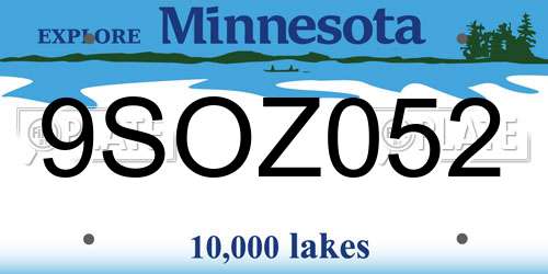 9SOZ052 Minnesota License Plate