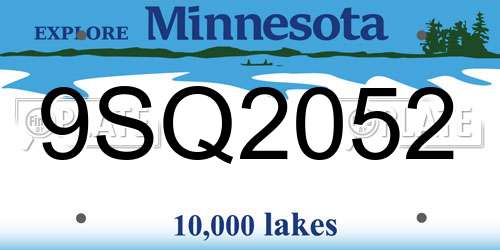 9SQ2052 Minnesota License Plate