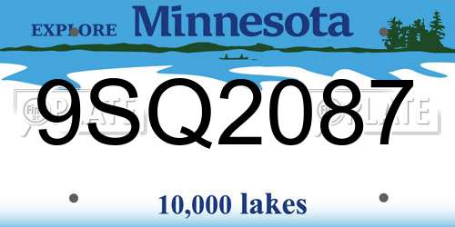 9SQ2087 Minnesota License Plate