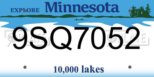 9SQ7052 Minnesota License Plate