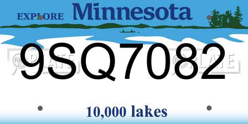 9SQ7082 Minnesota License Plate