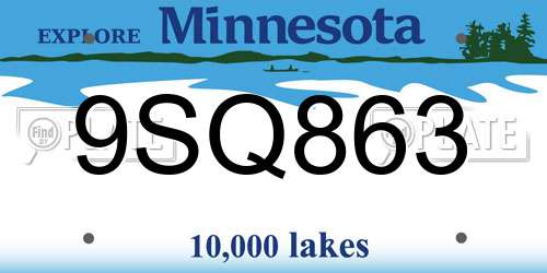 9SQ863 Minnesota License Plate