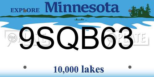 9SQB63 Minnesota License Plate