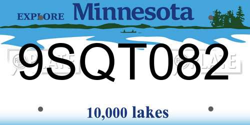 9SQT082 Minnesota License Plate