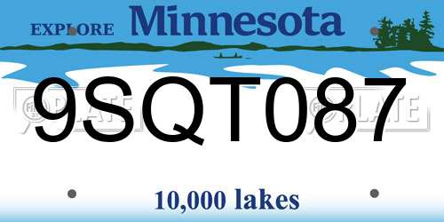 9SQT087 Minnesota License Plate