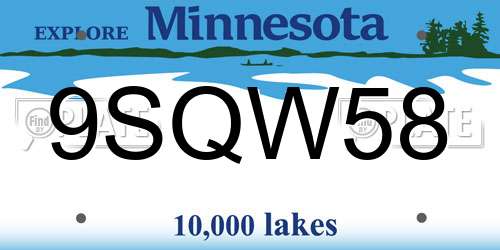 9SQW58 Minnesota License Plate