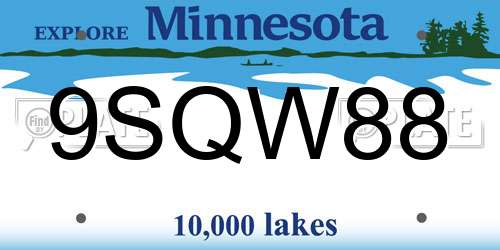 9SQW88 Minnesota License Plate