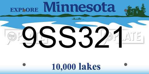 9SS321 Minnesota License Plate