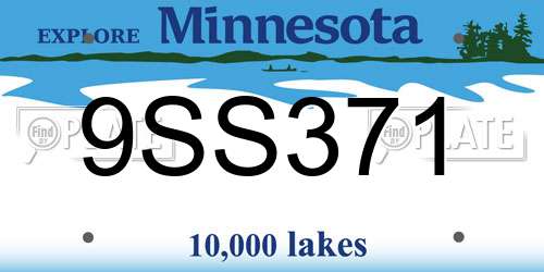 9SS371 Minnesota License Plate