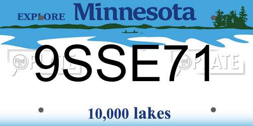 9SSE71 Minnesota License Plate