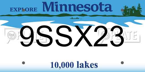 9SSX23 Minnesota License Plate