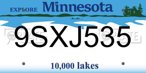 9SXJ535 Minnesota License Plate