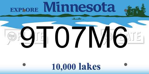 9T07M6 Minnesota License Plate