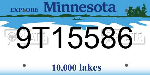 9T15586 Minnesota License Plate