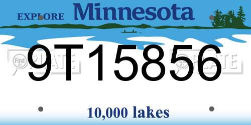 9T15856 Minnesota License Plate