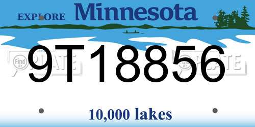 9T18856 Minnesota License Plate