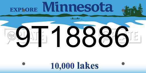 9T18886 Minnesota License Plate