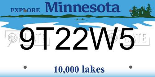 9T22W5 Minnesota License Plate