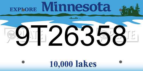 9T26358 Minnesota License Plate
