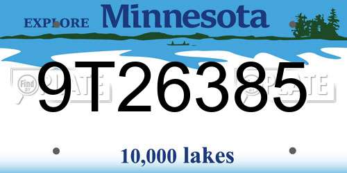 9T26385 Minnesota License Plate